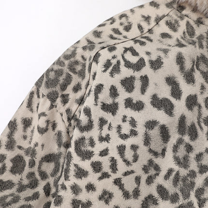 Jachetă din catifea cu imprimeu leopard - Croi lejer