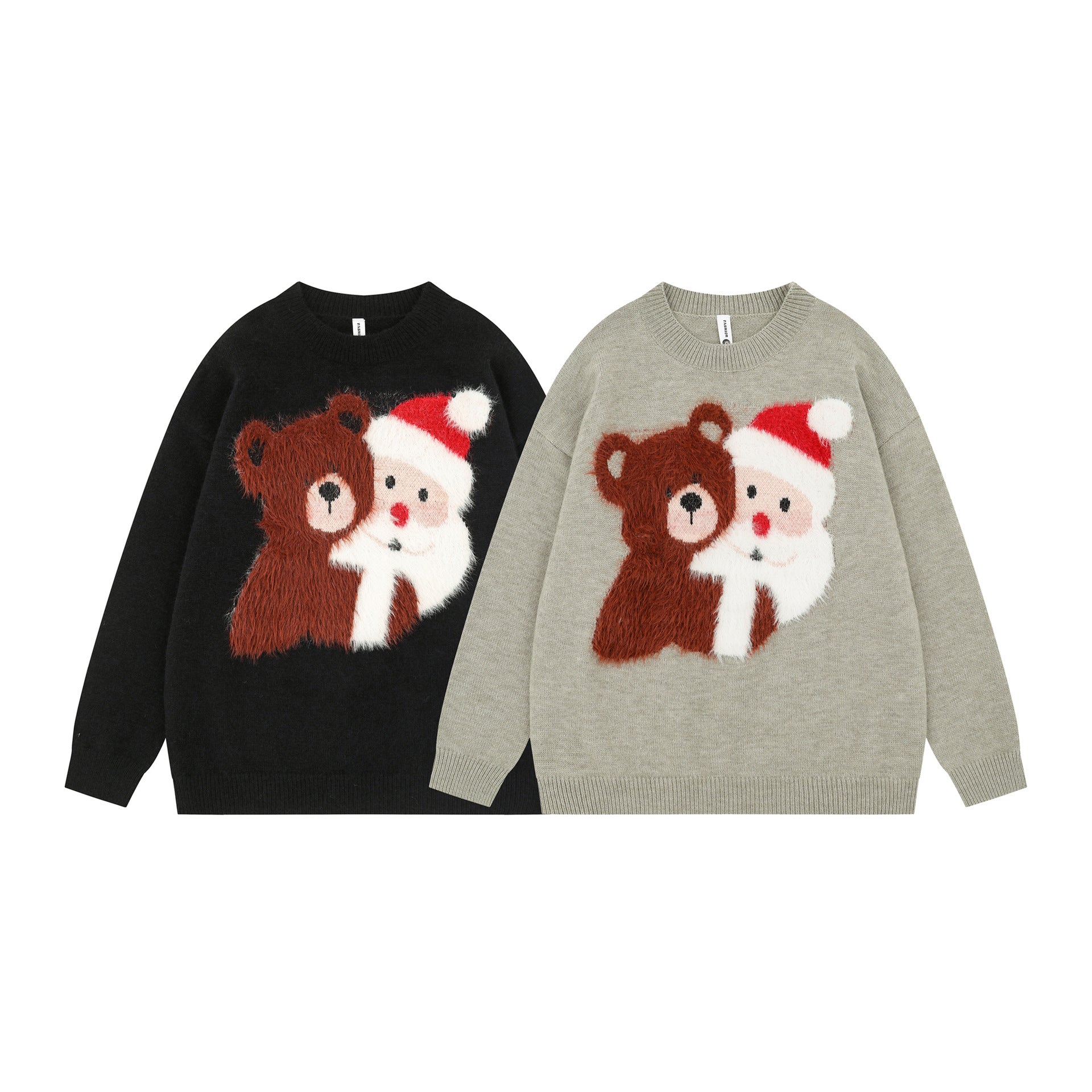 Christmas Cartoon Teddy Bear Loose Fit Sweater