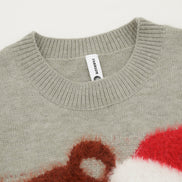 Christmas Cartoon Teddy Bear Loose Fit Sweater