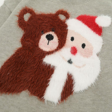 Christmas Cartoon Teddy Bear Loose Fit Sweater