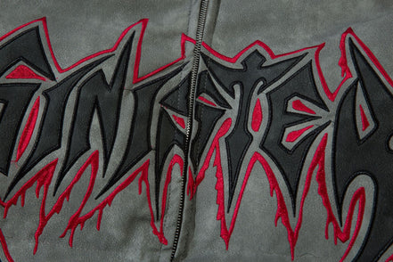 Leather Jacket Flame Embroidered Cotton Jacket For Men