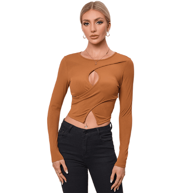 Grozavu's Round Neck Knitted Long-Sleeved Top: Versatile, Slim Fit at €30.99