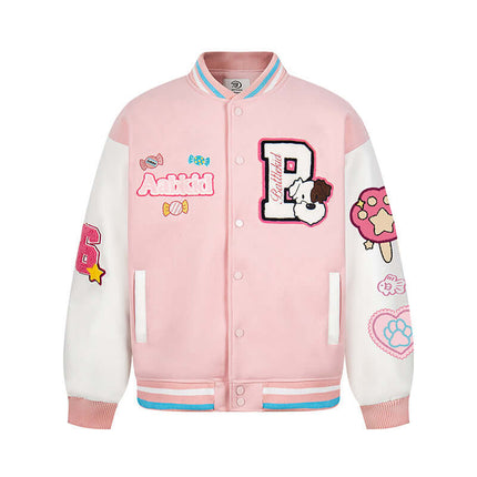 Letter Embroidery Colorblock Jacket