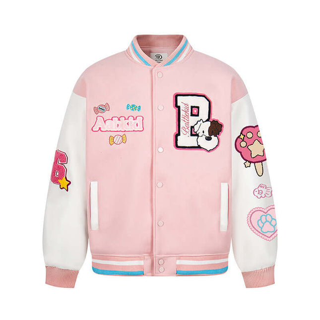 Letter Embroidery Colorblock Jacket