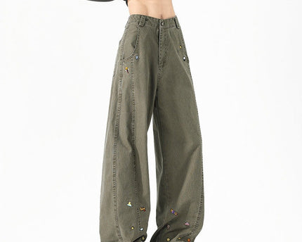 Pantalones Cargo Divertidos Estilo Unisex Tendencia Holgados de Pierna Ancha Casual de Calle Larga