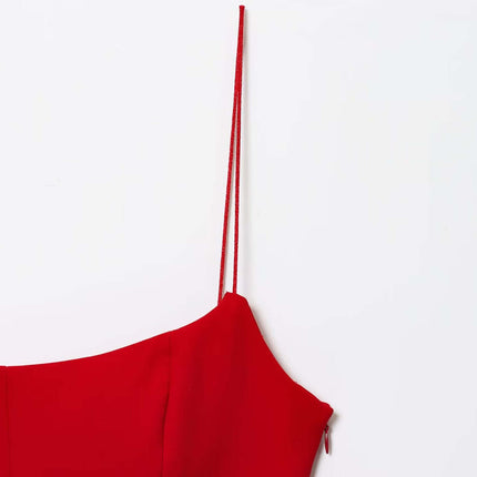 Strapless Camisole Tank Top – Slim Fit detail featuring a bold red design and elegant silhouette.