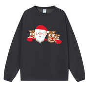 Christmas Reindeer Print Medium-Length Hoodie