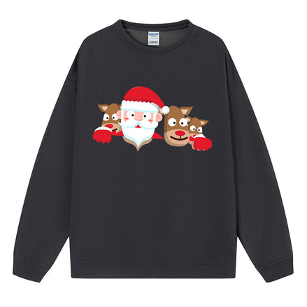 Christmas Reindeer Print Medium-Length Hoodie