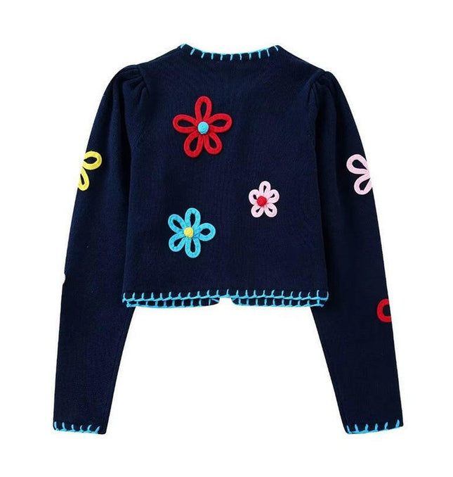 Fresh Autumn Style: Round Neck Flower Cardigan at €62.99