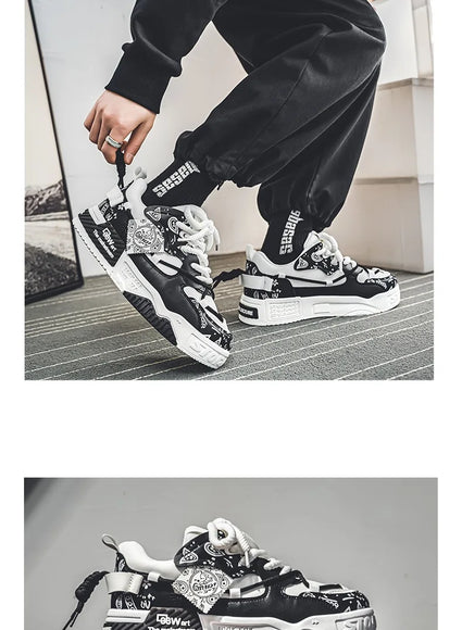 3D-gedruckte Sneaker Herren Atmungsaktive Freizeit Board Schuhe
