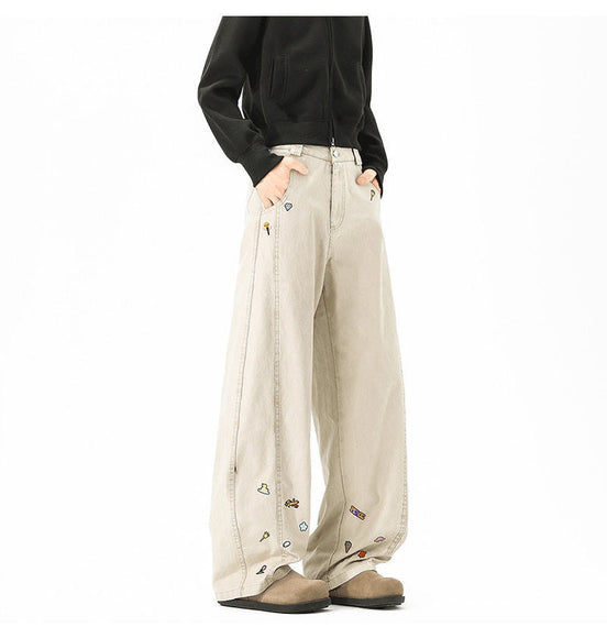 Pantalons cargo imprimés amusants style unisexe tendance larges jambes décontractés longs