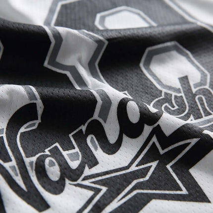 Digital Print Jersey TShirt - Loose Fit fabric close-up showcasing sporty design and digital print details.