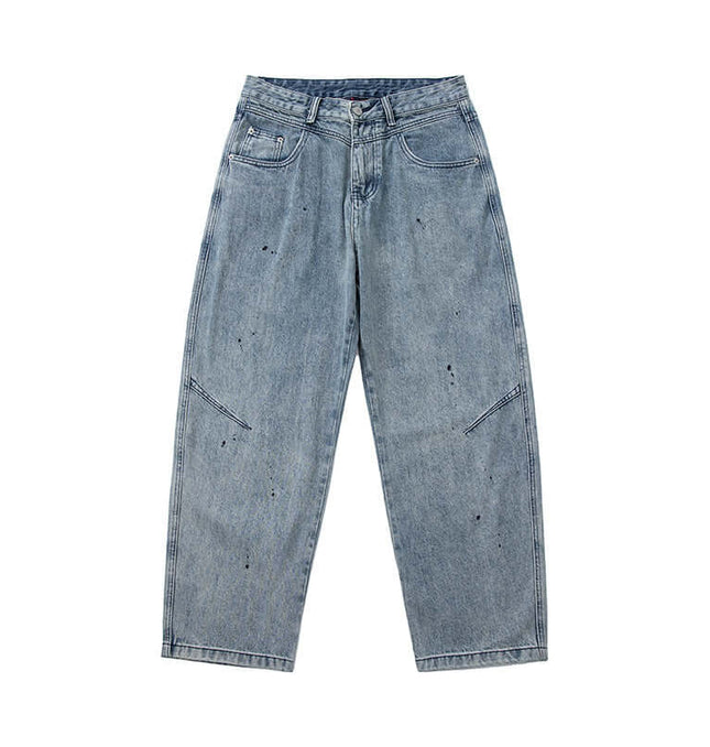 Front view of Painted Washed Distressed Jeans - Grozavu brand streetwear