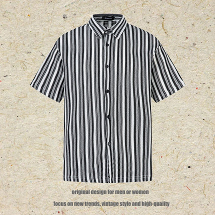 Chemise à manches courtes pour hommes et femmes, col décontracté, style vintage ample