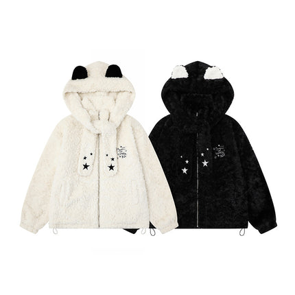 Hooded Lamb Wool Cotton Winter Coat