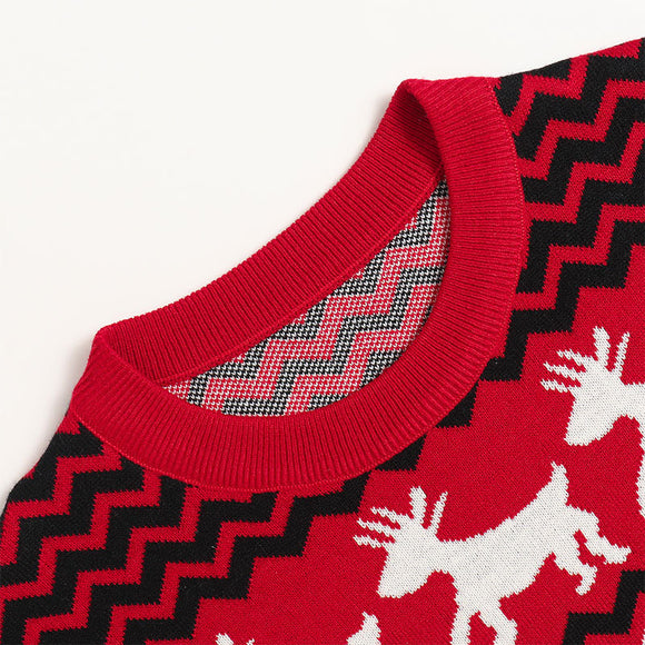 Maglione di Natale con Renna Festiva – Rosso