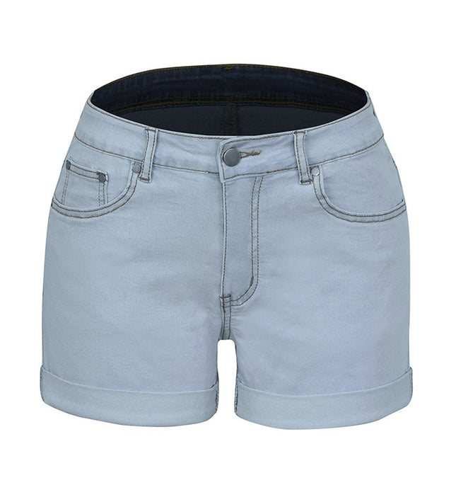 Fashionable Minimalist Elastic Denim Shorts for Women