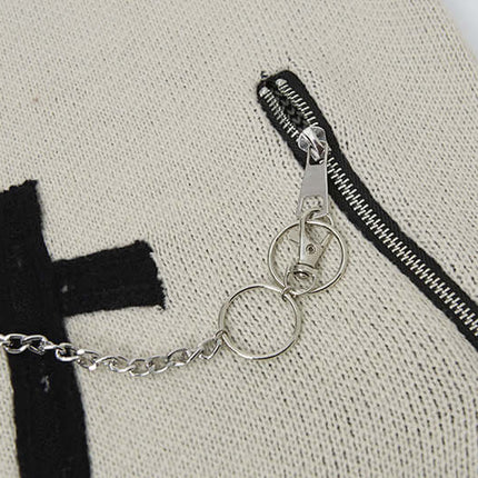 Suéter de punto jacquard cruzado – Corte holgado