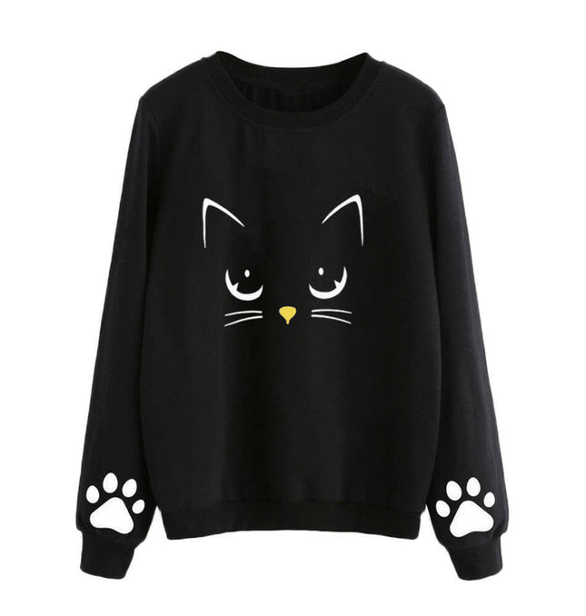 Grozavu Cat Print Long Sleeve Sweatshirt at €39.00