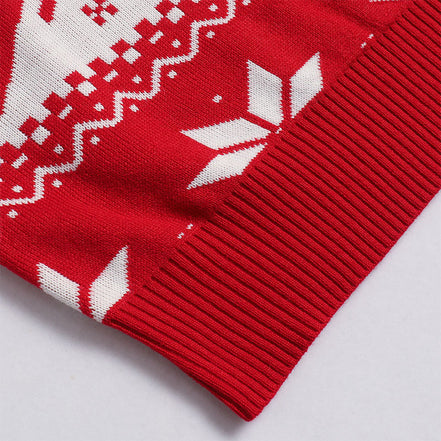 Ladies' Christmas sweater jacquard reindeer pullover warm knit sweater