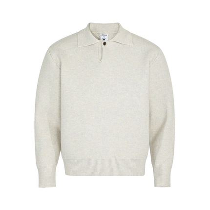 Notch Lapel Knit Sweater - Loose Fit