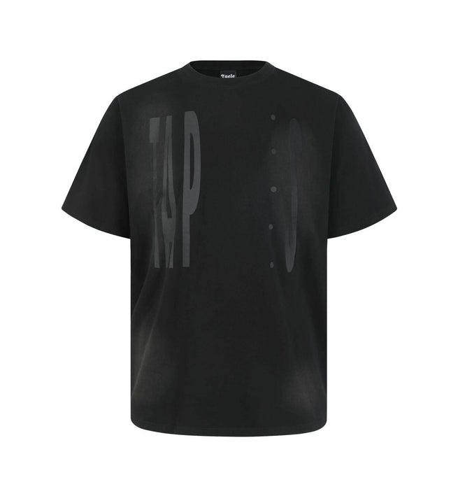 Washed Spray Print T-Shirt – Loose Fit in black with bold lettering for a premium relaxed style.