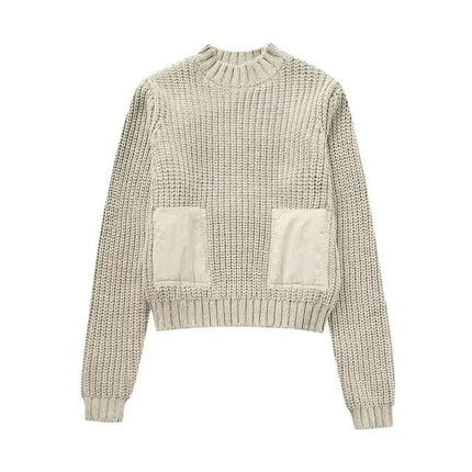 Contrast Cropped Knit Sweater – Slim Fit