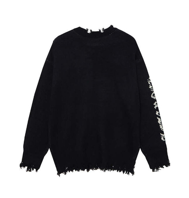 Cross Jacquard Knit Sweater – Loose Fit