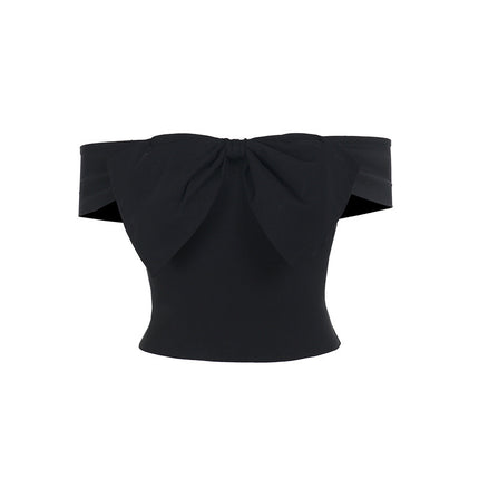 Sexy slim fit bow one shoulder top for women