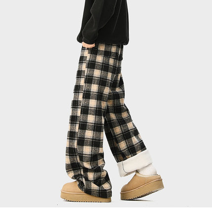 Pantalons longs vintage de sport décontractés en style d'hiver, doublés en polaire, chauds et amples