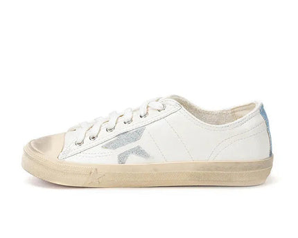 Chaussures de planche à lacets en cuir de vache rétro avec étoile en cuir de vache