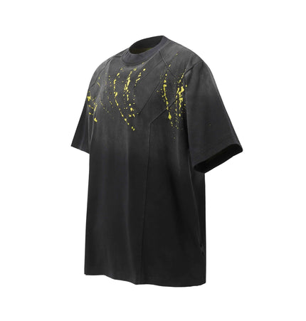 Retro Splatter Print TShirt – Loose Fit featuring a bold faded design with yellow splatter print for street style.