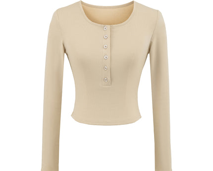 Long Sleeved T-shirt With V-neck Top