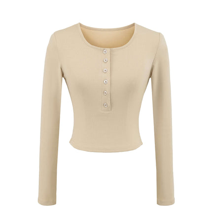 V-Ausschnitt Langarmshirt - Schmale Passform