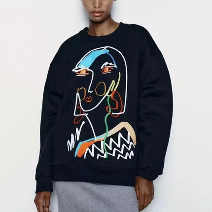 Graphic Oversized Sweatshirt - Plush Casual Streetwear