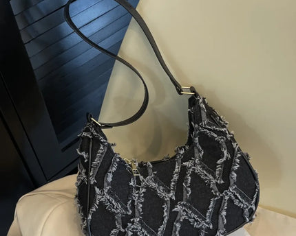 Sac à bandoulière en tissu à bords bruts