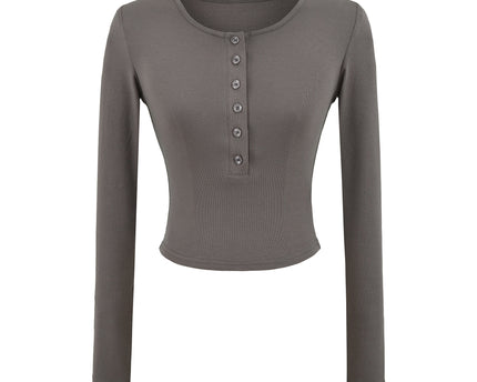 Tricou cu mânecă lungă și decolteu în V