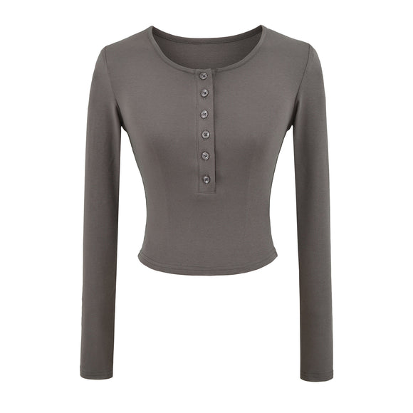 Camiseta de manga larga para mujer con escote en V