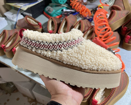 Bottes de neige à semelle épaisse tissées de style ethnique pour femmes