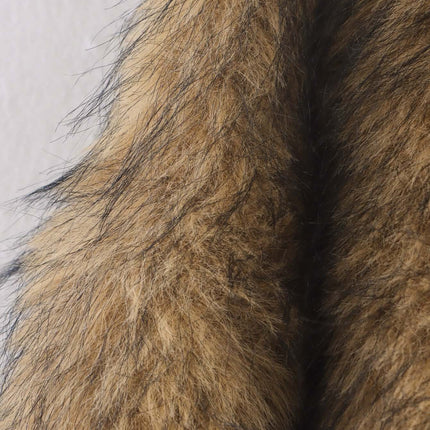 Veste zippée en shearling camel – Coupe régulière