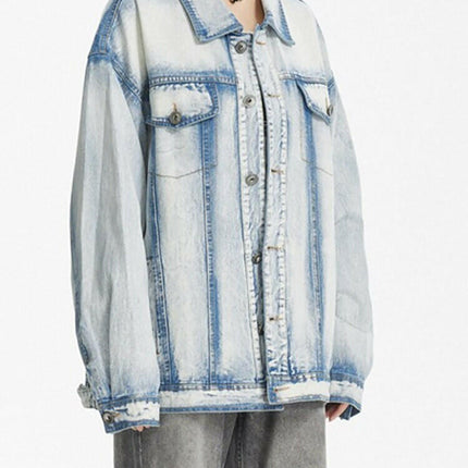 Grozavu's Retro Tie-Dye Denim Coat: Effortless Style for Every Season! at €86.99