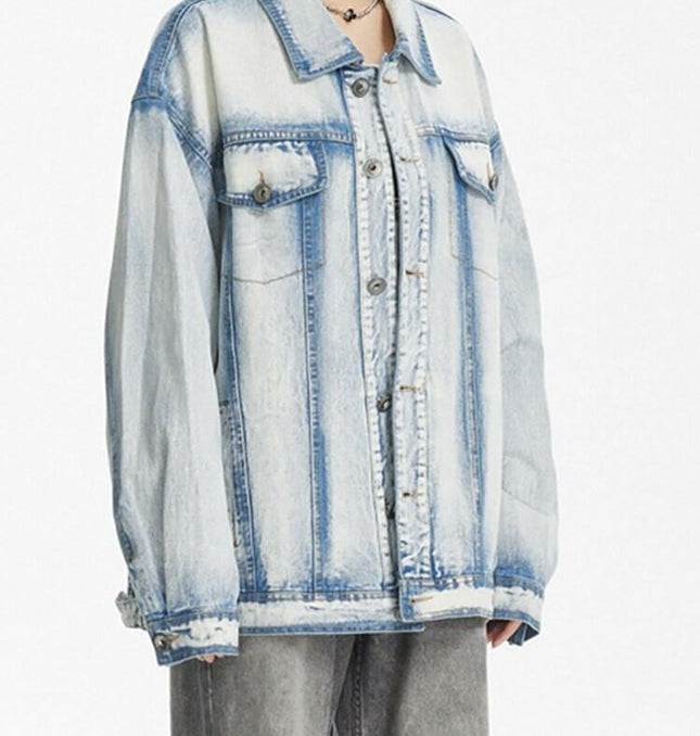 Grozavu's Retro Tie-Dye Denim Coat: Effortless Style for Every Season! at €86.99