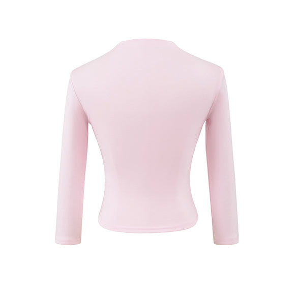 Top de media altura con cuello alto y mangas tres cuartos