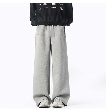 Oversized Winter Casual Long Pants showcased in a casual street style with a smooth, structured grey design.