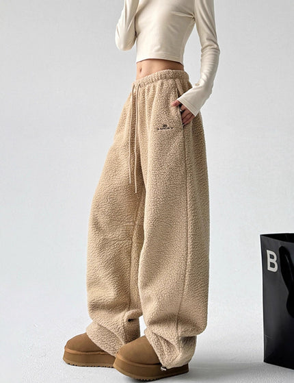 Blue Extra Thick Sherpa Sweatpants for Men and Women Warm Fleece Pants, Straight Loose Fit, Northeast Outdoor Cotton Pants