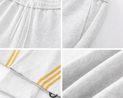 Pantalones de chándal pesados para hombres con patrón de tres rayas, pierna recta suelta, pantalones informales de otoño, diseño de pierna ancha y fluida