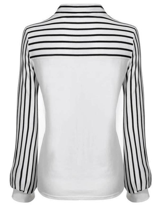 Grozavu's Slim Striped Patchwork Blouse: Fashionable O-Neck at €14.99