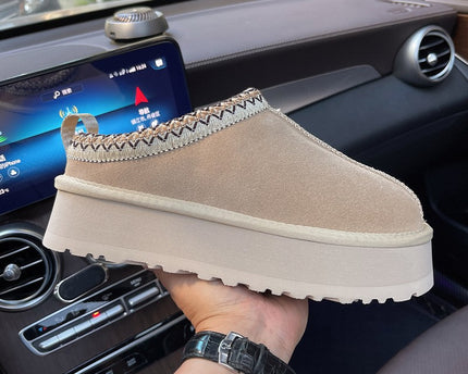 Bottes de neige à semelle épaisse tissées de style ethnique pour femmes