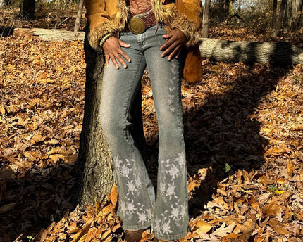 Retro washed spicy girl slim fit micro flared pants