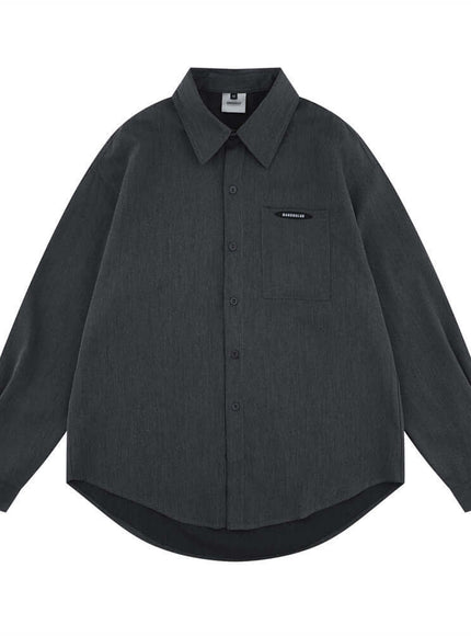 Model wearing Light gray solid color long sleeve shirt by Grozavu